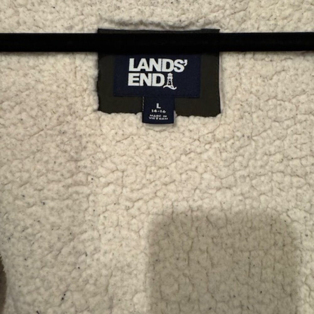 Lands End Expedition Down Sherpa Parka Jacket Fur Olive 14 - 16 IMPERFECTIONS - Picture 4 of 16